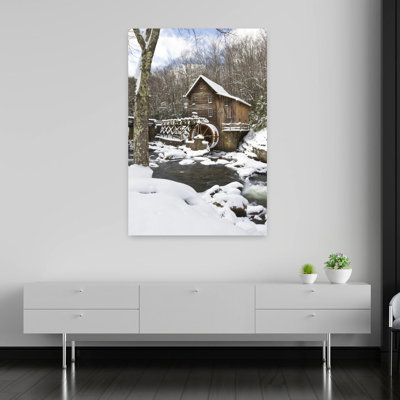 Watermill in a forest in winter Glade Creek Grist Mill Babcock State Park Fayette County West Virginia USA 1 Piece Wrapped Canvas Wall Art