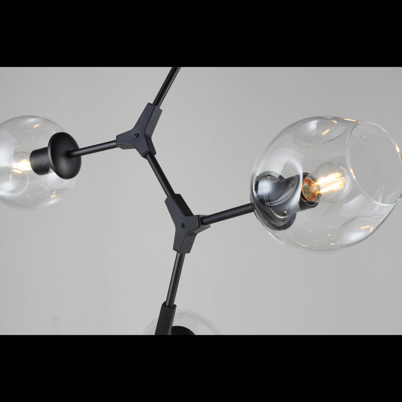 Lustre linéaire moderne 10 lumières spoutnik Shumway, Noir mat
