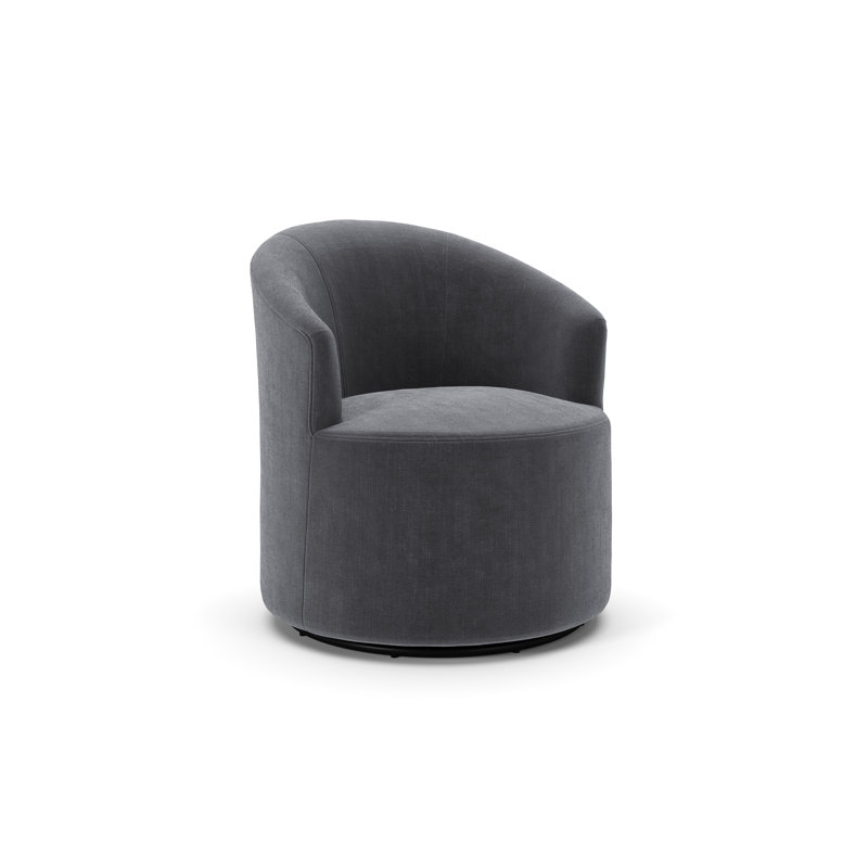 Fauteuil demi-tonneau pivotant rembourré Deryn, Chenille Andrew Slate Performance