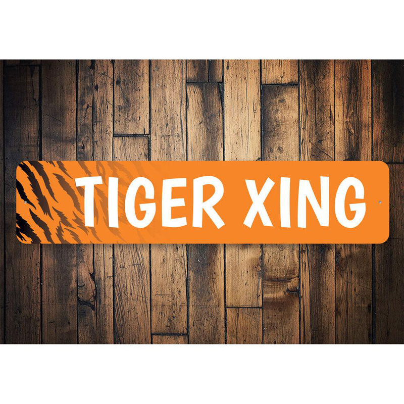 Plaque en aluminium Tiger Crossing, H 4 po x l 18 po x P 0,04 po