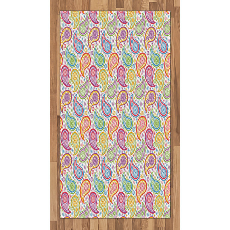 Paisley High Density Long Fiber Poly Threads Decorative Area Rug Carpet, Rectangle 2'7" x 5'