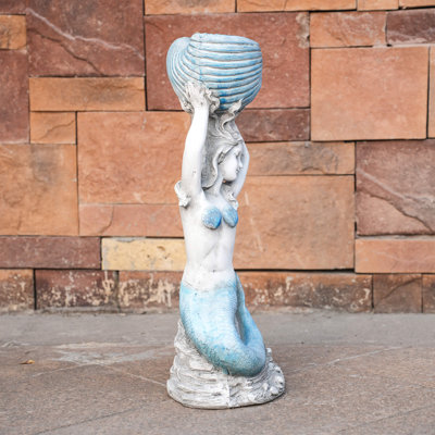 Premium Magnesium Oxide Mermaid Sculpture – Light Blue, Detailed &Amp; Realistic Design