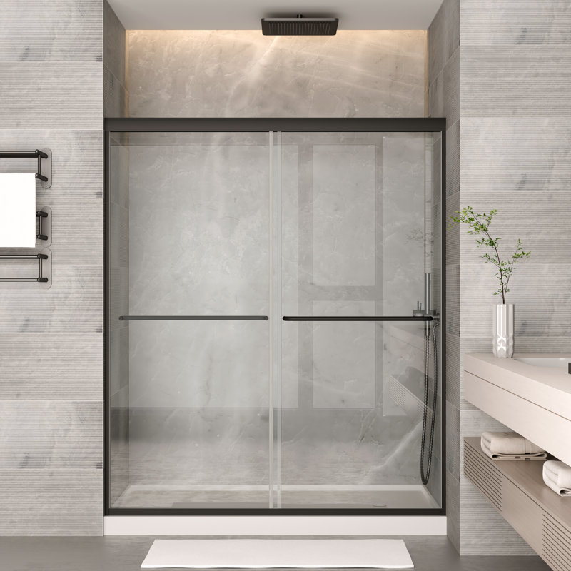 Matte Black 60" x 70" Frameless Sliding Glass Shower Door