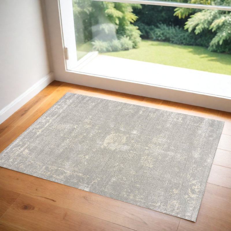 Modern Gray Distressed Scatter Rug