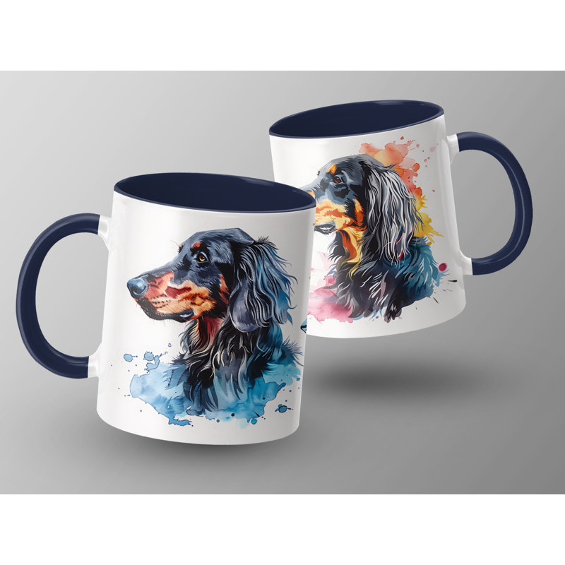 11oz Watercolour Gordon Setter Design Coffee Mug, 3