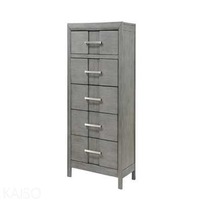 Modern Style 5-Drawer Chest Made With Wood In Gray