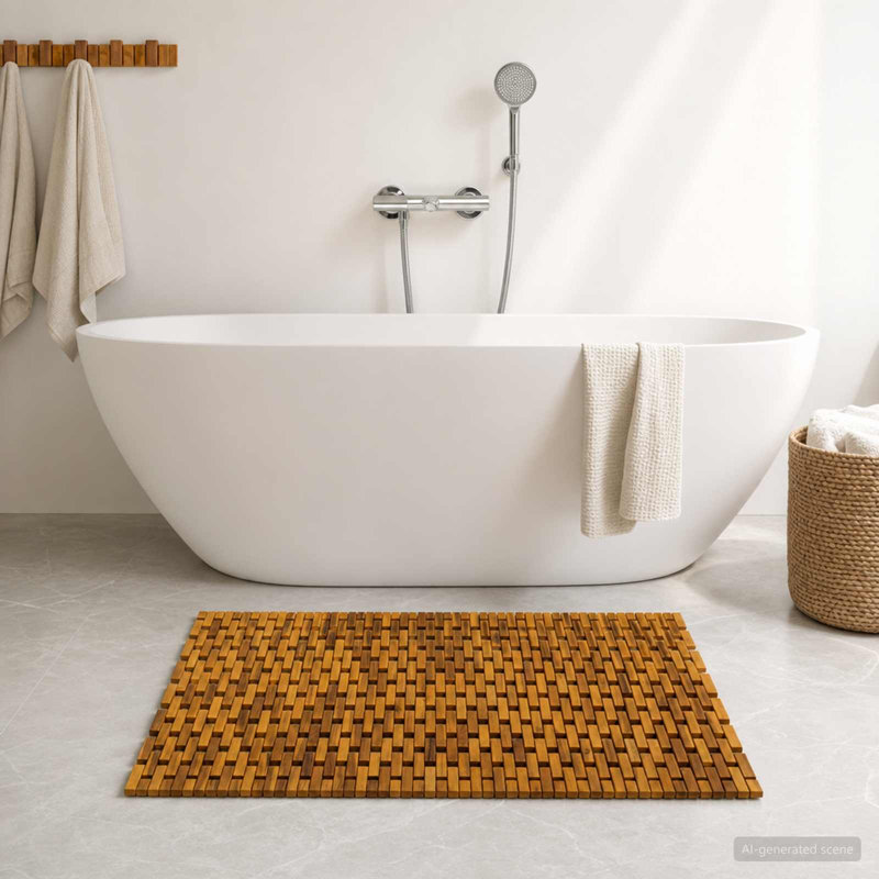 Bath Mats Natural Solid Acacia Wood Bathroom Rugs Decorative Home Patio