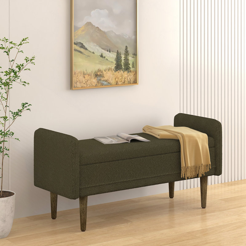 Tabouret de rangement en velours Teddy, avec espace de rangement, adapté aux appartements, salons et chambres à coucher, Vert