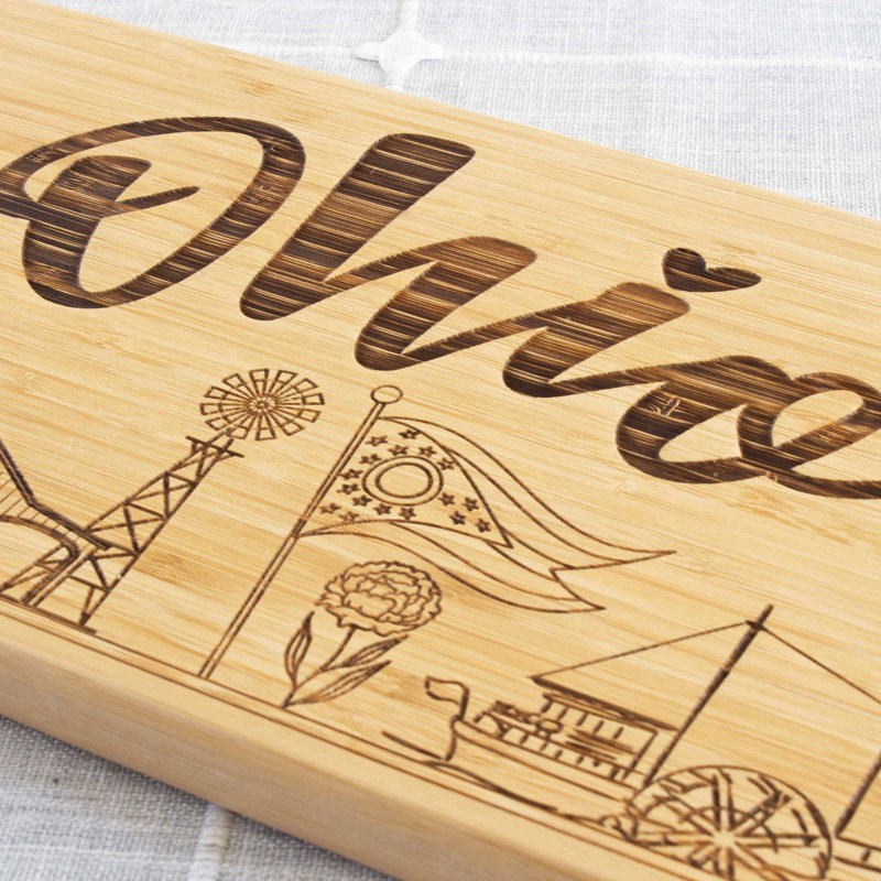 Planche de charcuterie en bambou gravé 30 pouces Ohio