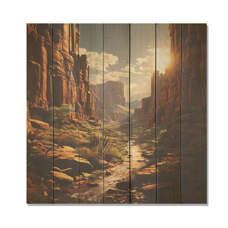 Paysage désertique II - fruits sur bois, H 36 po x l 36 po