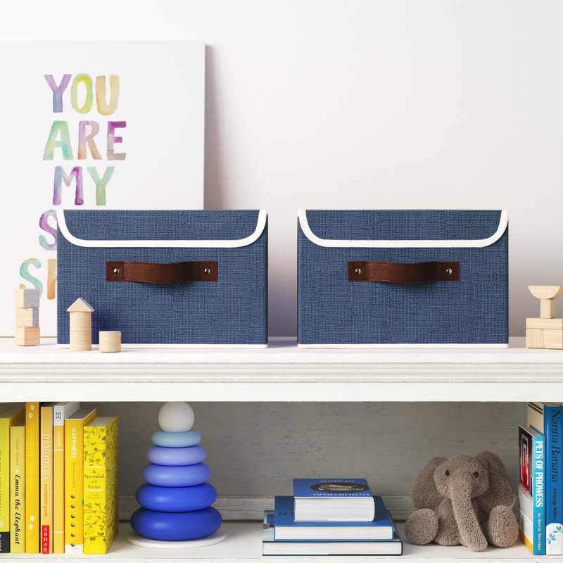Ensemble de boîtes en tissu, bleu, H 10 po x l 155 po x P 10 po