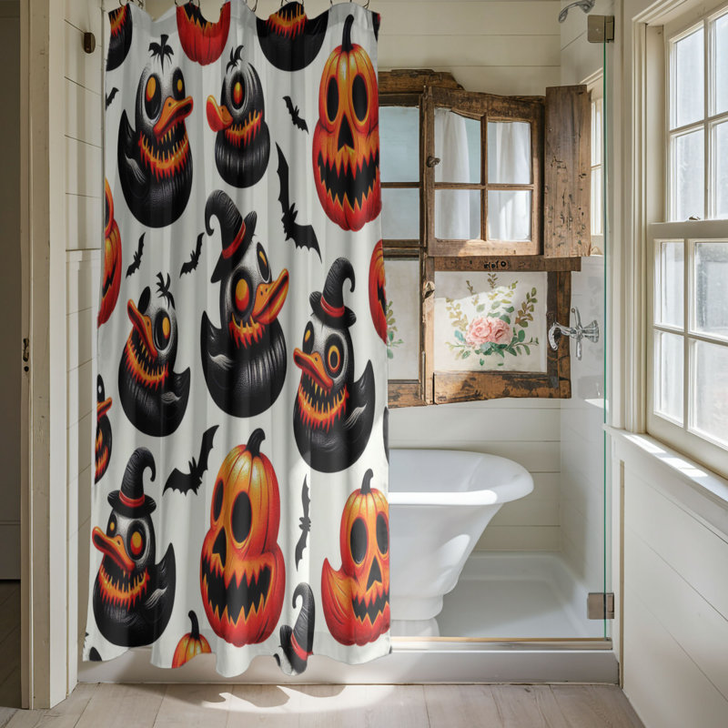 Rideau de douche 1 pièce Spooky Duck, H 74 po x l 71 po