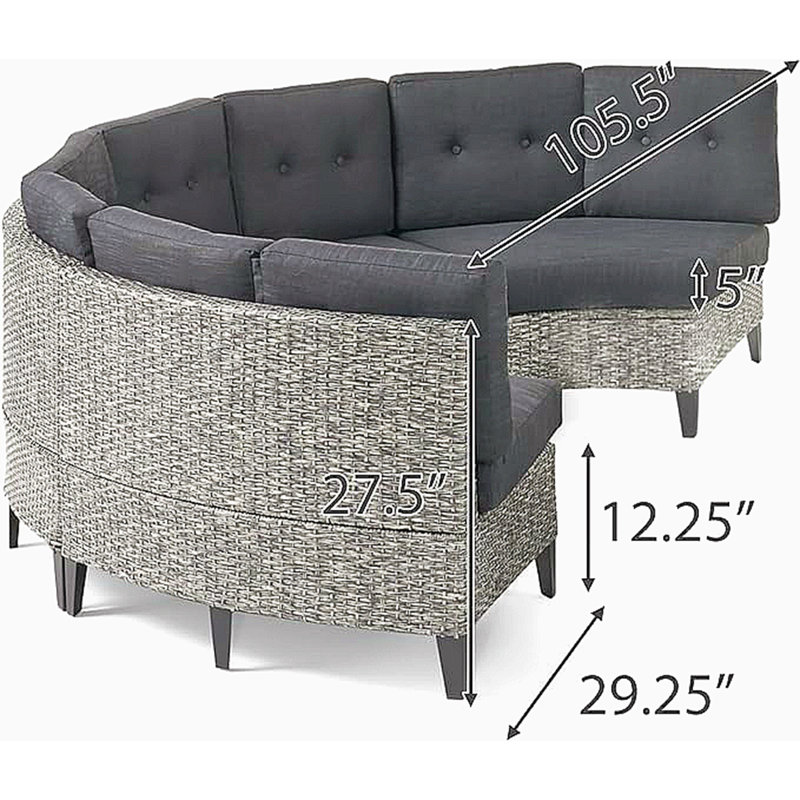 Shimaya 40.5" Wide Outdoor U-Shaped Patio Sectional with Cushions,Pema Outdoor Patio Sofa Set (Set of 4,without table) 