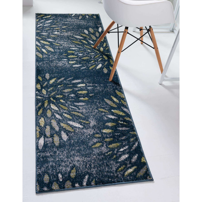 Aamia Abstract Area Rug, Runner 2' x 6'1", Blue