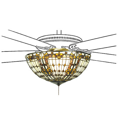 Fleur De Lis 3-Light Bowl Ceiling Fan Light Kit