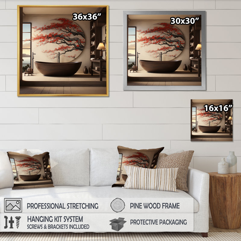 Bathroom Japon Art Ceremony V, 16" H x 16" W x 1" D, Black Floater Framed