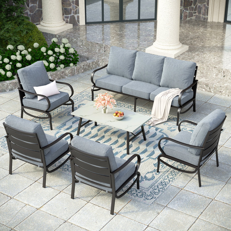 Tapasi 7 - Person Outdoor Seating Group with Cushions, Gray