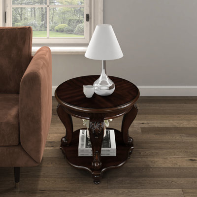Living Room Furniture : Antique, Solid Wood. Easy Assembly. Heat- Surface. Cherry Tone. Fits Small Areas. Rounded Corners For Security