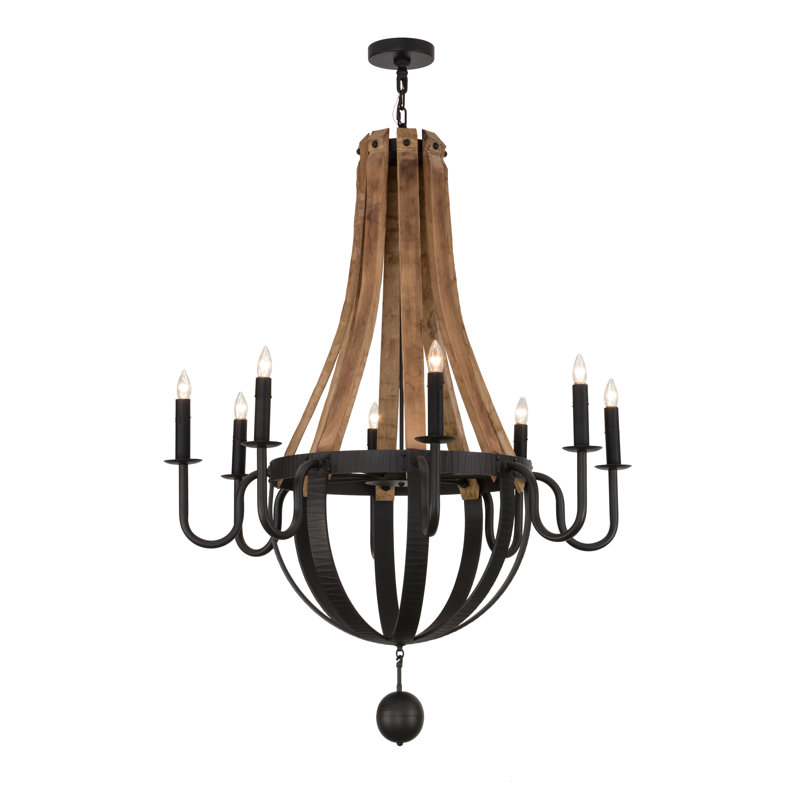 8 - Light Chandelier, Dark Brown, 48" H x 43" W x 43" D