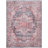Machine Washable Oriental Blue/Brick Red Area Rug-1933765128
