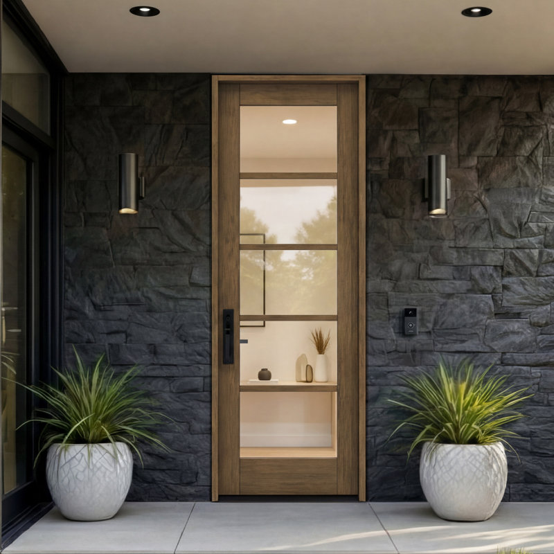 Porte d'extérieur 96 po Dalle acajou 96 po, sans finition SDL 5, 32" x 96" [32" Door]
