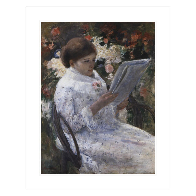 «Femme lisant dans un jardin» par Mary Cassatt, impression giclée encadrée, H 29,25 po x l 23,5 po