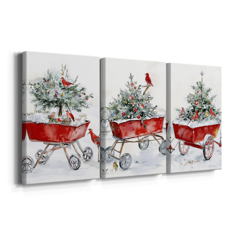 Art de Noël de Noël Cxxxv - Toile tendue sur mesure - 3 pièces, H 12 po x l 24 po