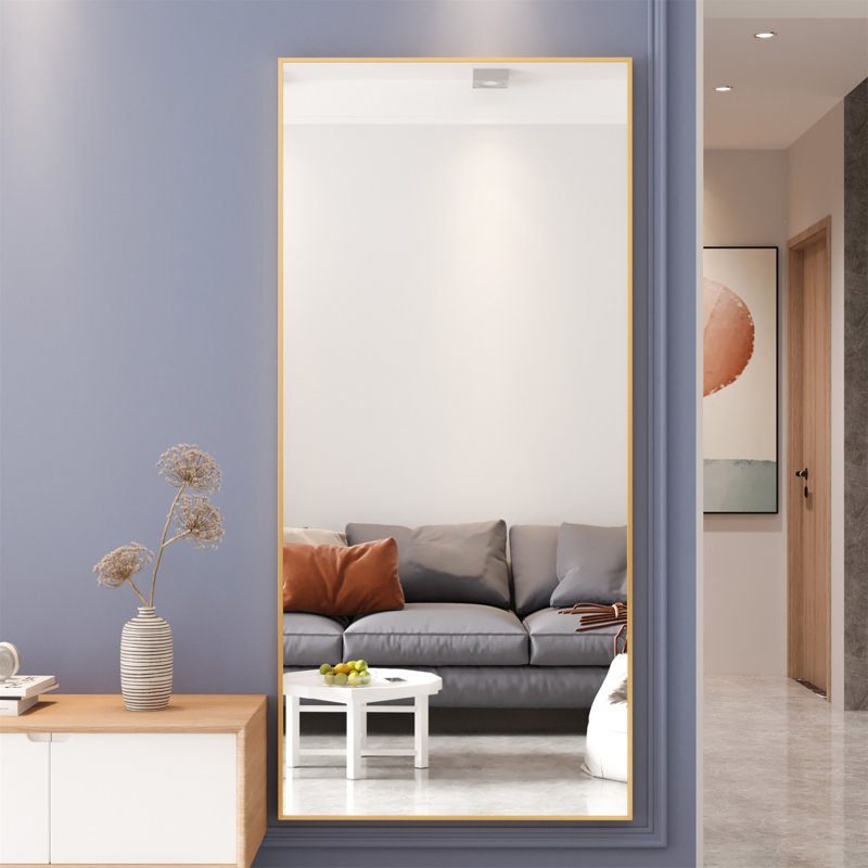 Miroir sur pied polyvalent polyvalent avec support robuste et cadre exquis, Doré, 71 po x 32 po