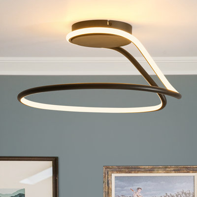 Minimalist Dimmable Curved Simple Circle Led Semi Ceiling Light