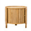 Table basse ronde de 19,7 pouces avec plateau pivotant et rangement dissimulé, bois massif brun chaud et rotin