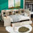 Upholstered Daybed Twin Size With Flip Cabinets & Side Table/Desk, Multi-Functional Bed Frame With 2 Drawers And Shelves-255596658