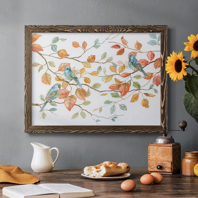 Bird Trio, reproduction d'art sur toile, Noyer, H 14 po x l 20 po x P 1,5 po