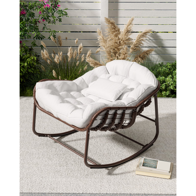 Fauteuil à bascule surdimensionné pour patio Patasan, White, Brown
