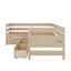 Lit plateforme simple en forme de L avec 3 tiroirs de rangement, cadre de lit en bois massif avec garde-corps de sécurité-312429451