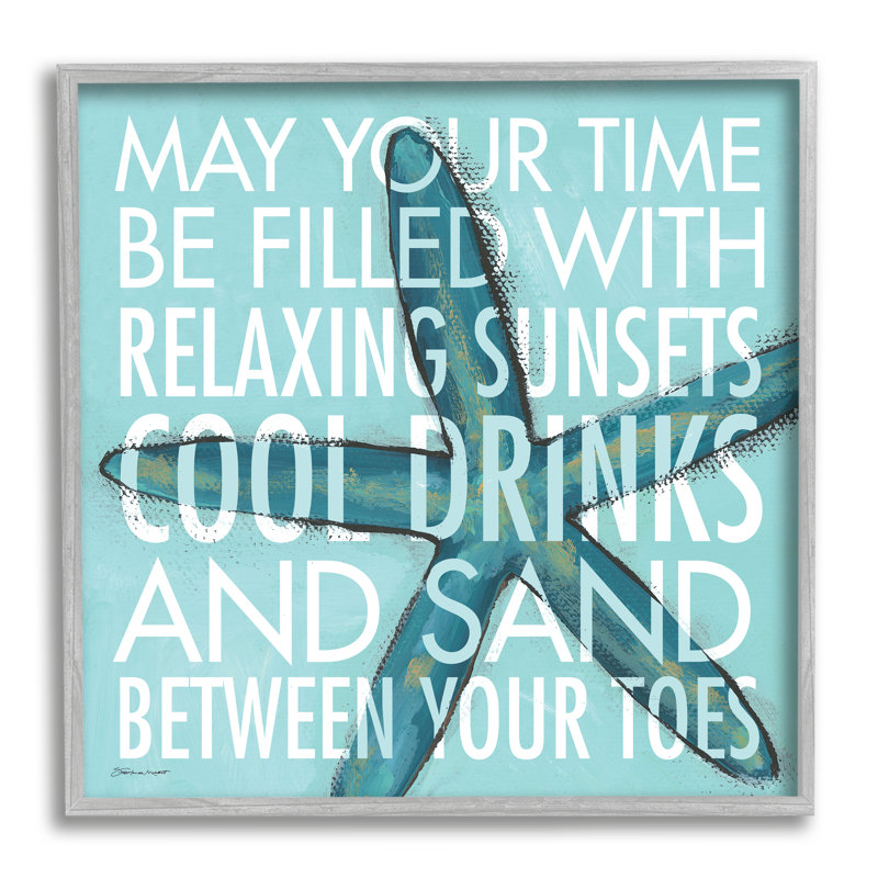«Sunsets Cool Drinks Sand Beach Expression», H 17 po x l 17 po x P 1,5 po, Estampe numérique Farmhouse