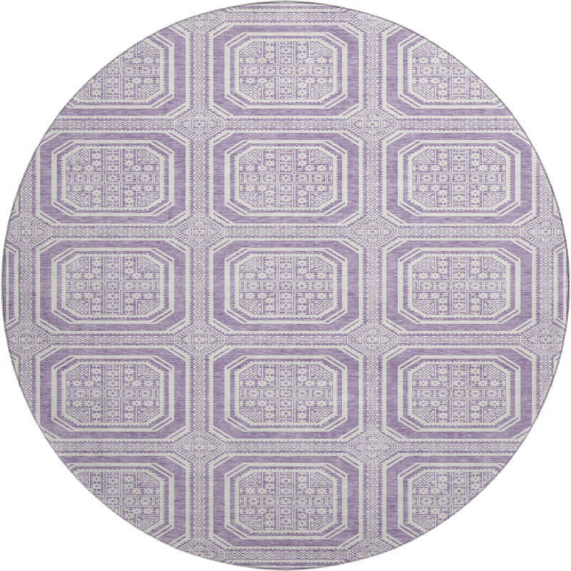 Tapis géométrique de qualité supérieure lavable à la machine Elize AMF1451, Rond 8 pi