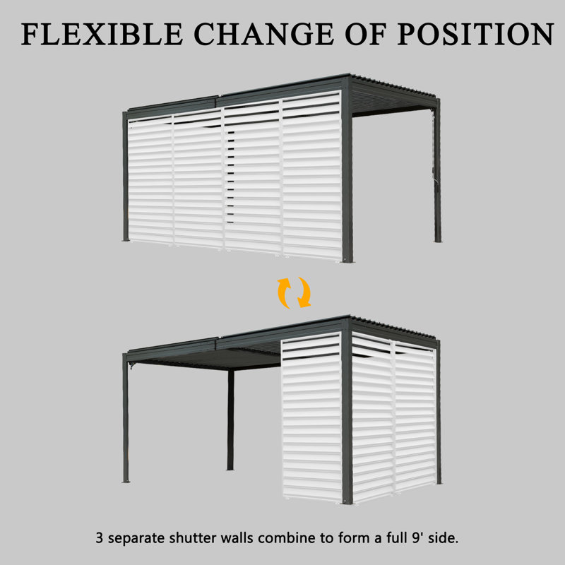 Aluminum Privacy Screen Side Shutter Wall for Pergola Accessories, White