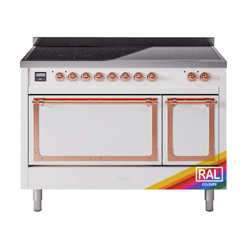 Cuisinière à induction ILVE Nostalgie II Series 48 po avec 6 éléments à induction (porte pleine), Cuivre