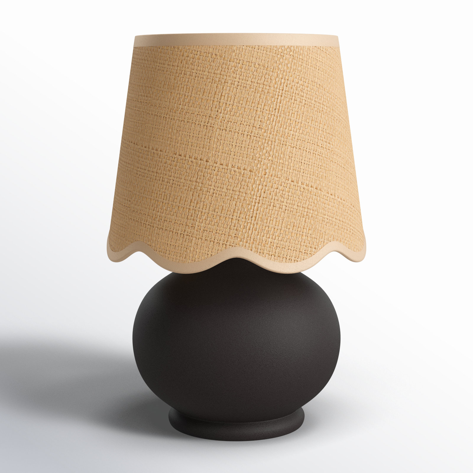 Momsen Scallop Shade Matte Lamp, Black, Natural, 13"H x 8"W x 8"D