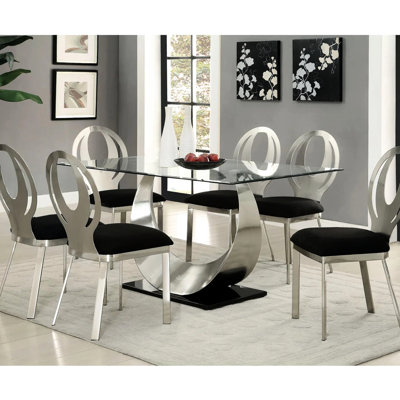 Microfibre et chaises en métal, 2, argent noir, dossier ovale, siège rembourré confortable, pour les repas de 2 côtés argent / noir, espace