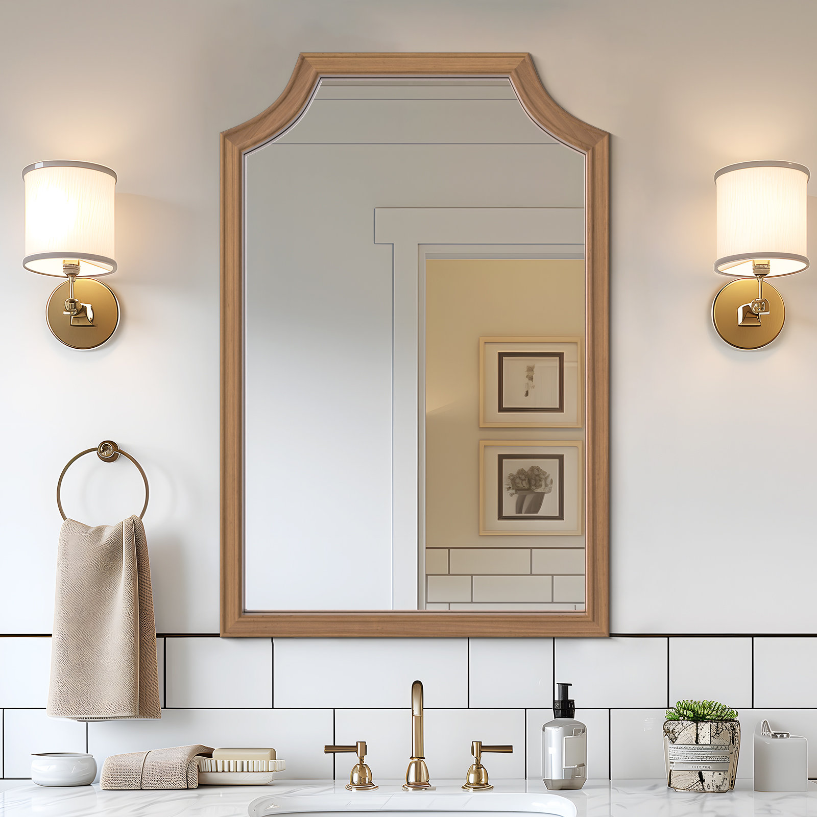 Red Barrel Studio® Wood Frame Accent Wall Mirror for Bathroom Bedroom