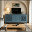 Meuble Ethridge avec portes sculptées creuses, 3 tiroirs et tablettes ajustables-1038305256