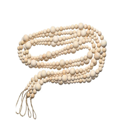 2Pcs 220cm Length Wooden Beads Garland, Wooden Bead Garland Boho Ornaments for Christmas Tree, Vintage Rustic Farmhouse Round Craft Bead Table Wall Hanging Holiday Decorations