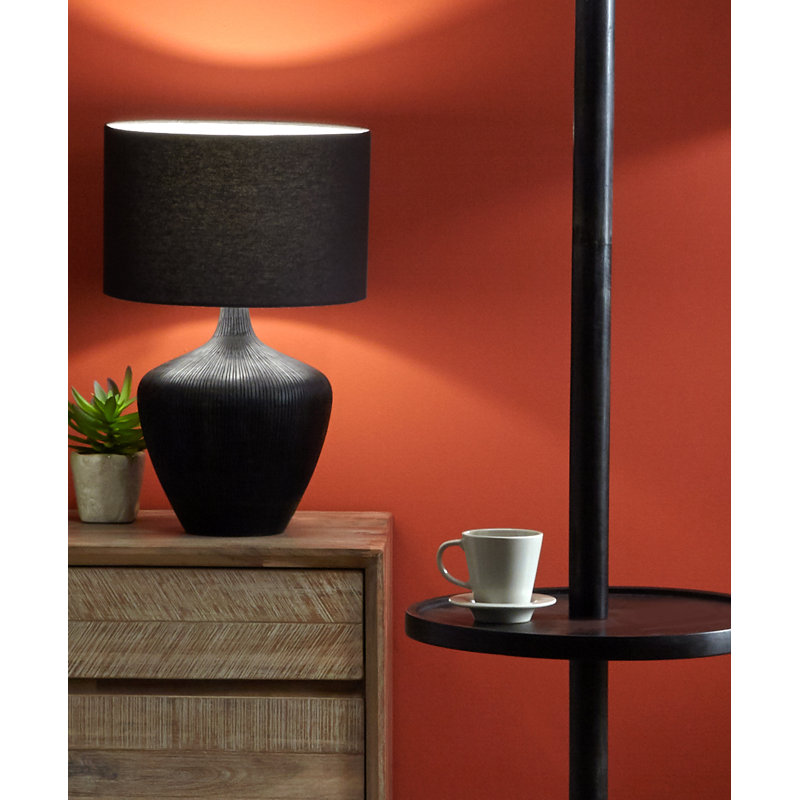 Minoa Solid Wood Lamp Base Lamp, Black