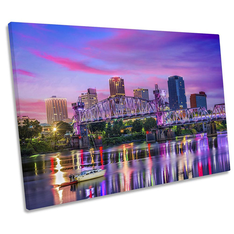 Little Rock Arkansas City Skyline - Wrapped Canvas Print, 91.4cm H x 137.2cm W x 4cm D