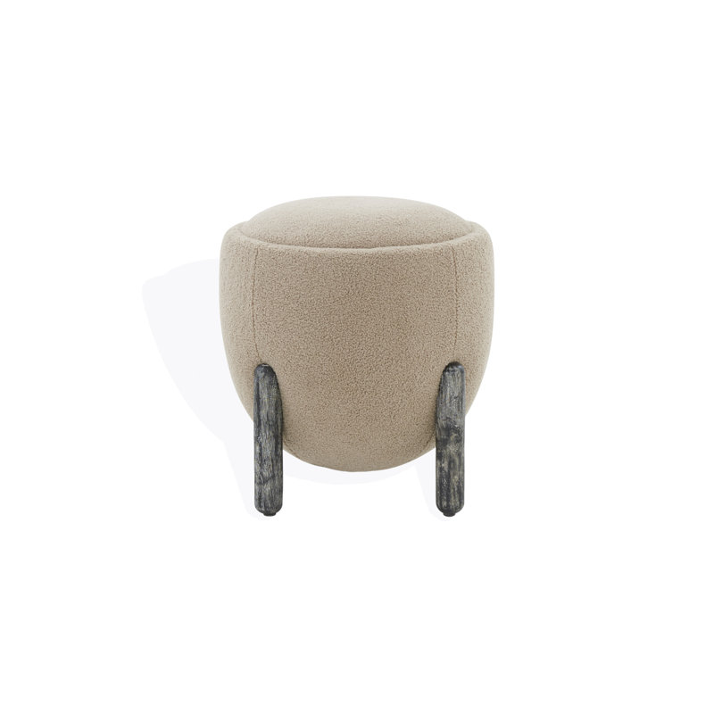 Leonor Upholstered Ottoman, Black, Light Brown Boucle