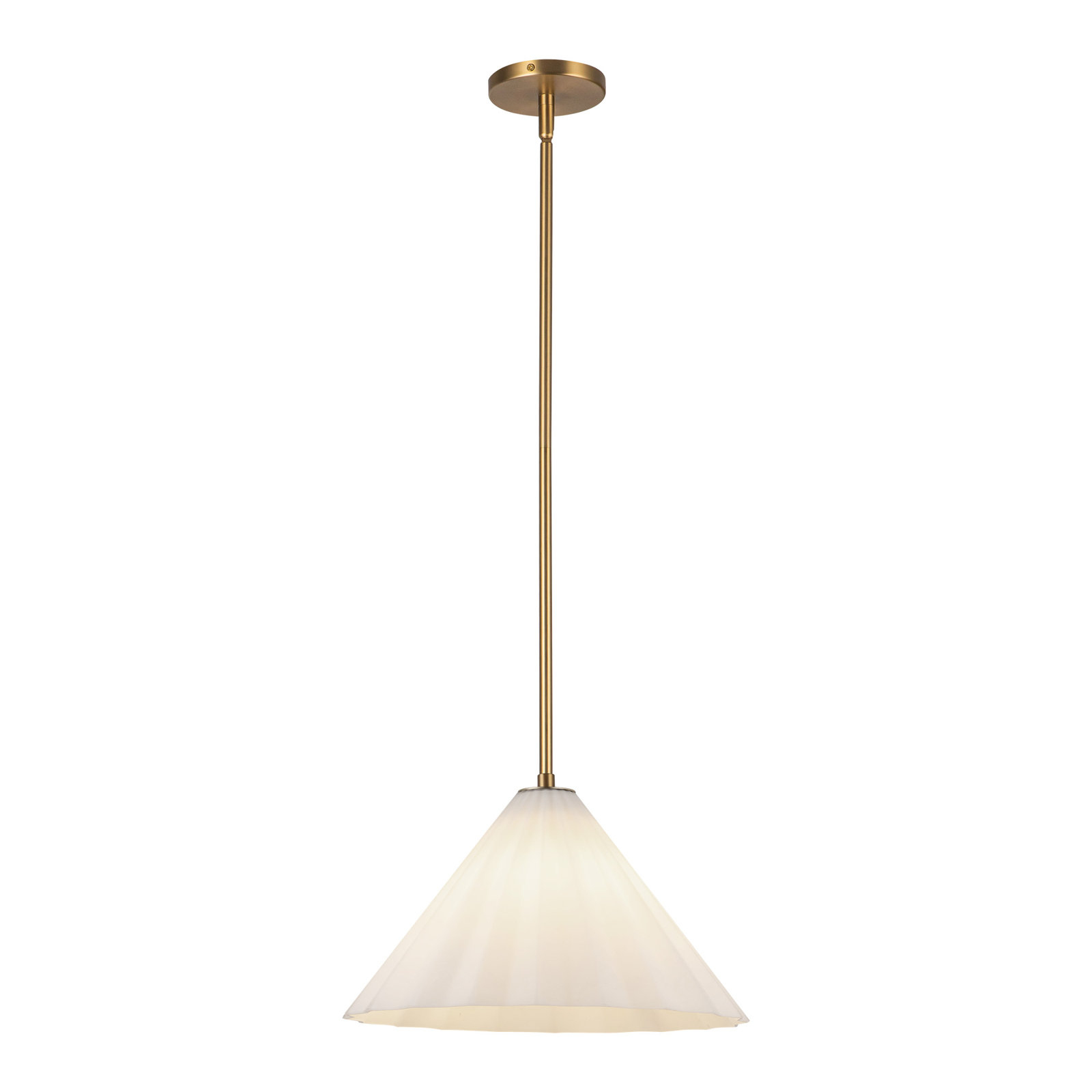 Yuridia Single Light Glass Steel Pendant, Aged Brass, 8.25"H x 13.62"W x 13.62"D
