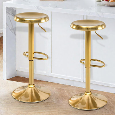 Ensemble de 2 tabourets de bar pivotants à hauteur réglable Kikuye avec repose-pieds réglables pour la cuisine et la salle à manger