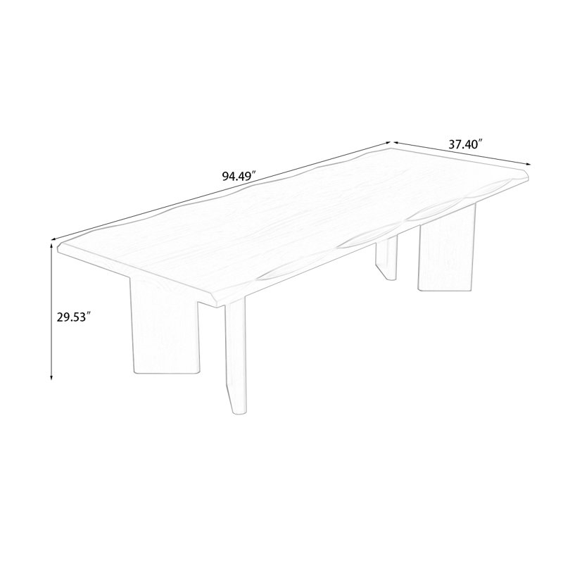 Brown Rectangular Solid Wood Dining Table, 29.53"H x 94.49"L x 37.4"W