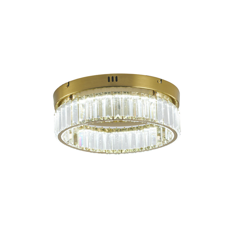 Modern LED Round Crystal Flush Mount , Brass, 4.37" H x 13.75" W x 13.75" D